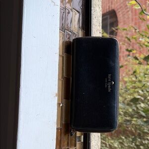 Kate Spade Black Leather Zip-Around Wallet